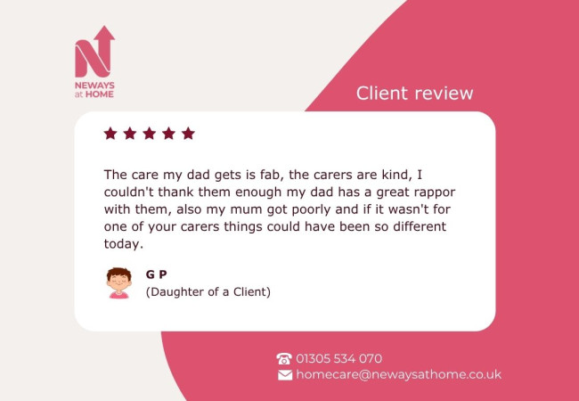 Kind review for our friendly carers & outstanding service